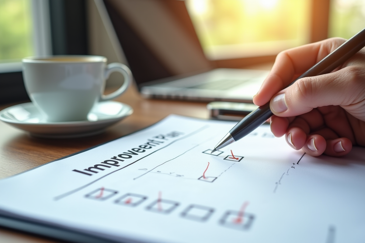 Main qui coche des étapes sur une checklist de plan d