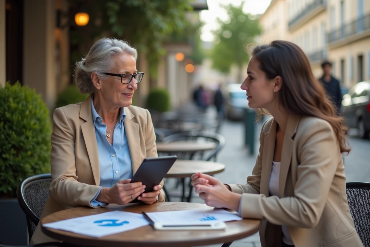 Analyste et collègue discutent autour d un café à Paris