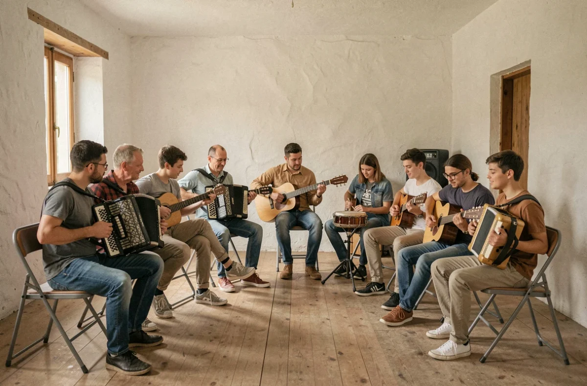 Un groupe d'élèves de tous âges en répétition à l'École de musique communautaire Sud Hérault