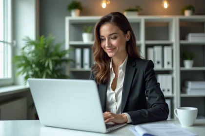 Femme au bureau soucieuse de ses documents