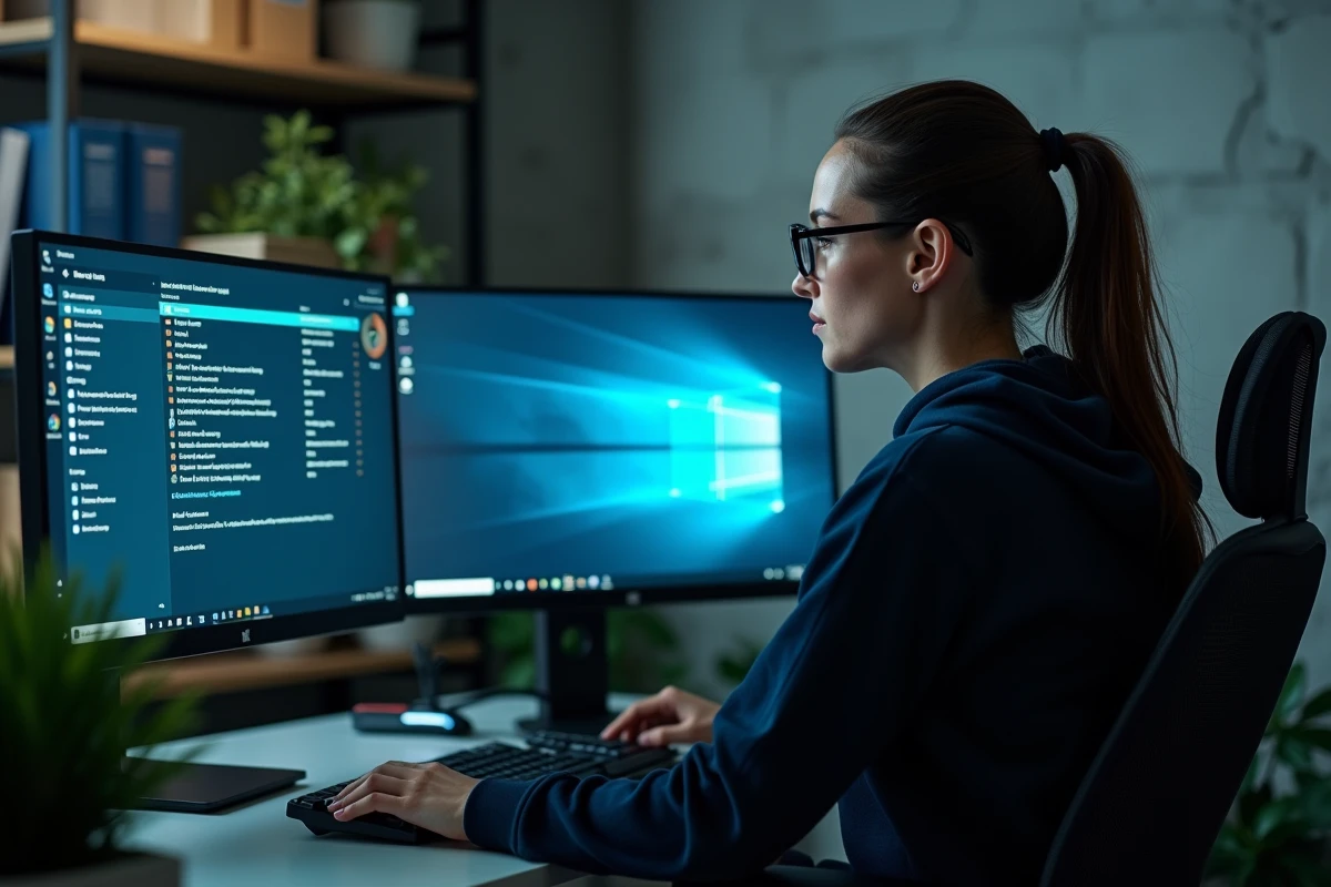 Femme configurant le gestionnaire de tâches Windows pour optimiser un PC destiné à CAP RLA