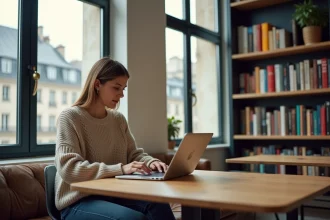 Femme travaillant dans un espace partagé à Paris