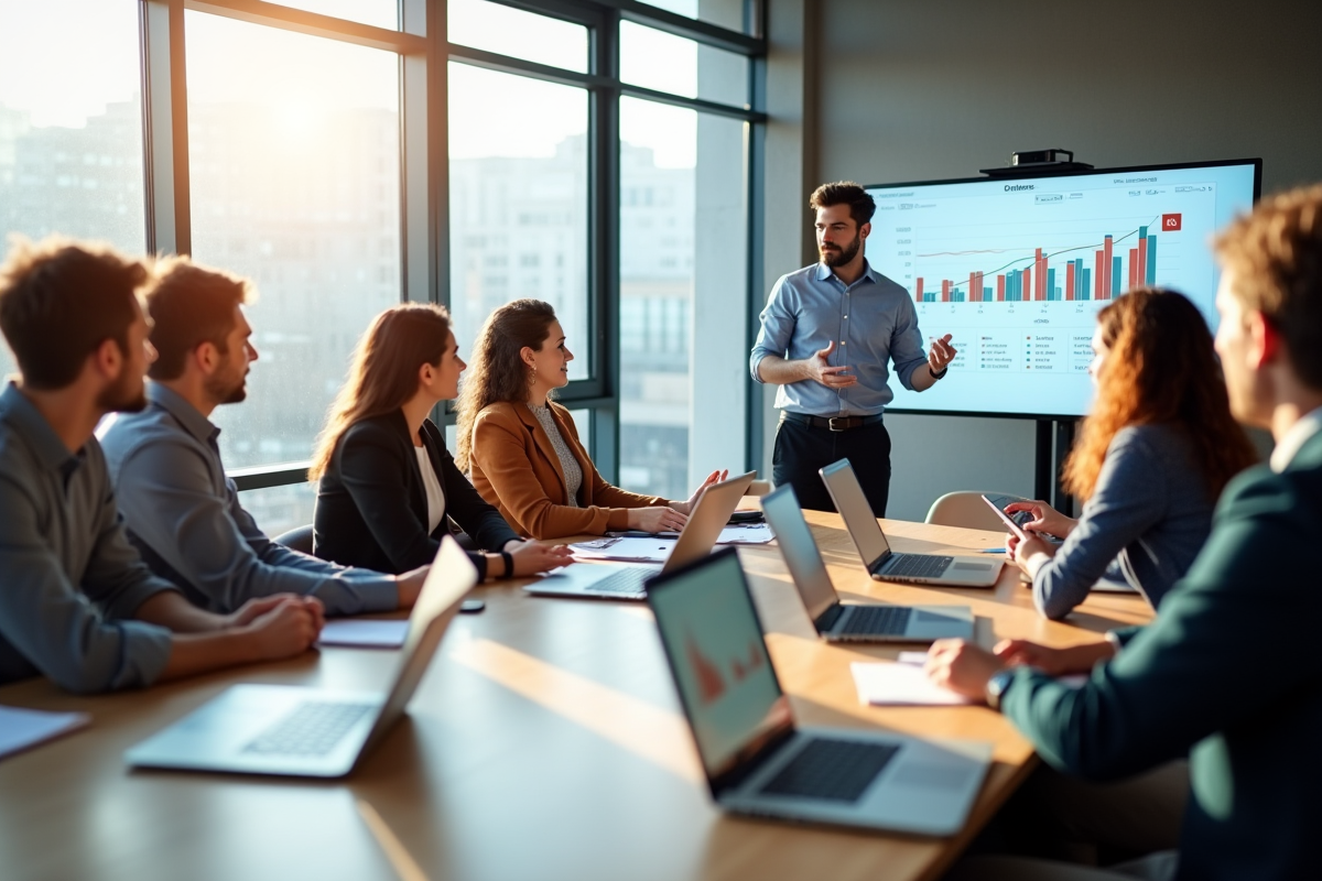 Session de formation professionnelle en bureau moderne