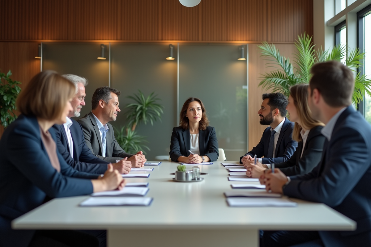 Groupe de leaders en coaching dans un espace moderne