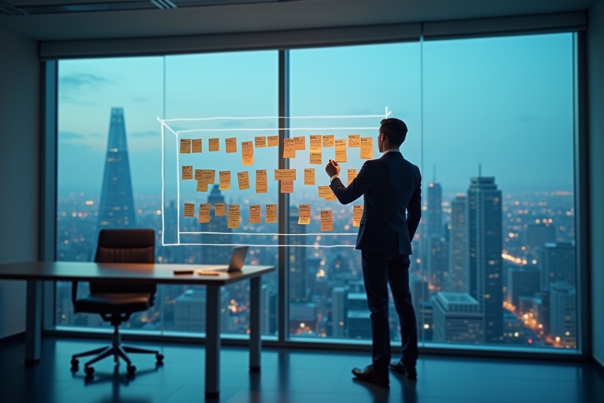 Personne affichant les étapes d